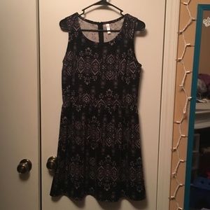 Black Aztec Skater Dress